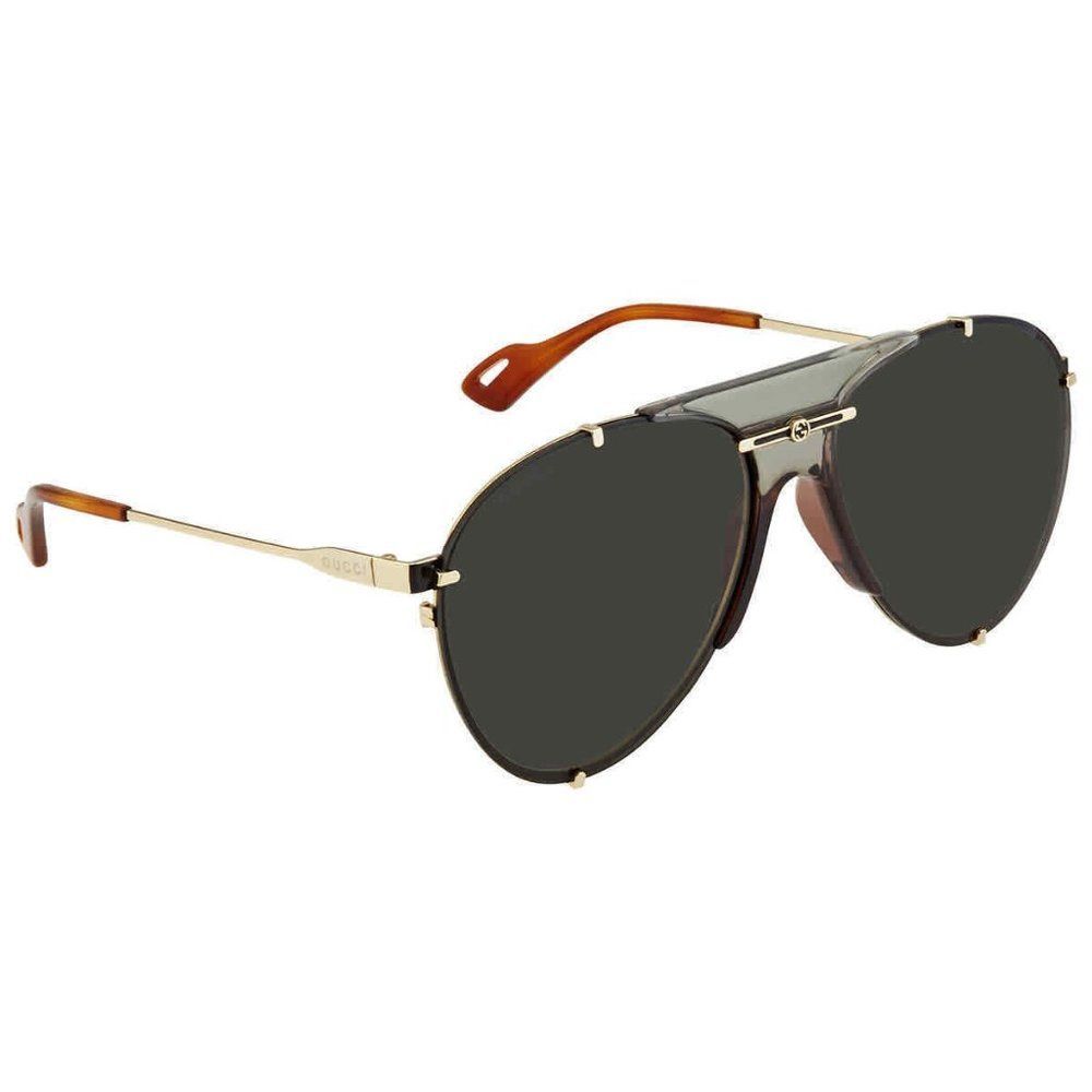 NEW Gucci Grey and Gold Aviator Unisex Sunglasses
